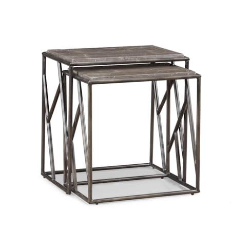 Modern Sculptural Marble-Top Nesting Tables