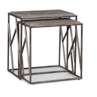 Modern Sculptural Nesting Tables with Polished Marble Inset Top