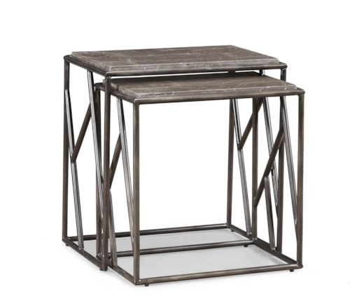 Modern Sculptural Nesting Tables with Polished Marble Inset Top