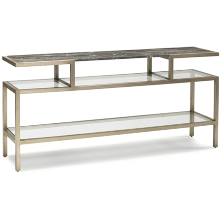 Marble-Top Console Table w/Glass Shelves