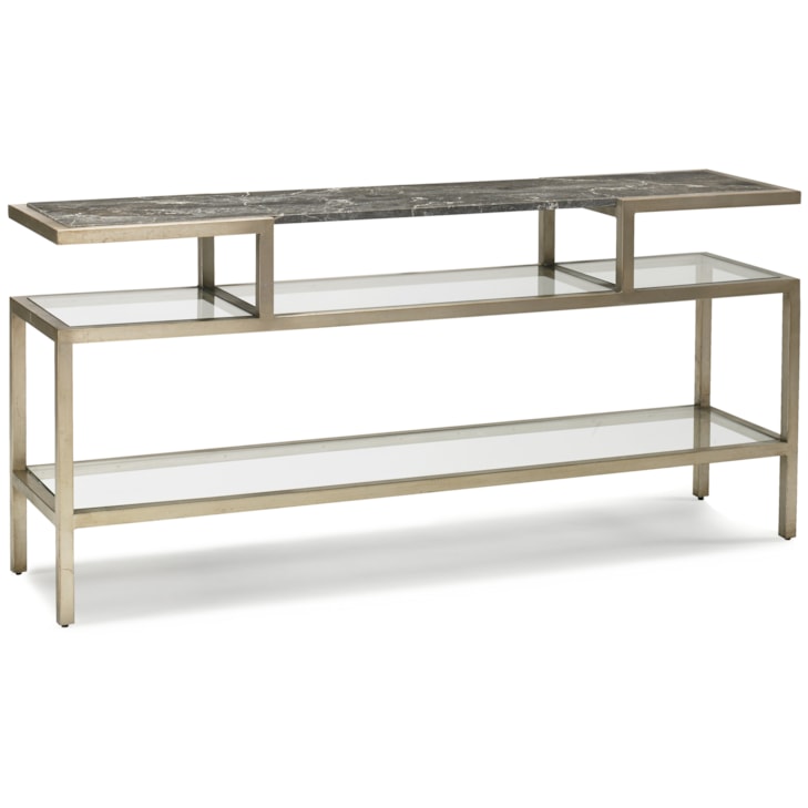 Sherrill Occasional INFINITO Marble-Top Console Table w/Glass Shelves