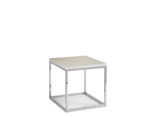 Transitional Rectangular End Table with Marble Top