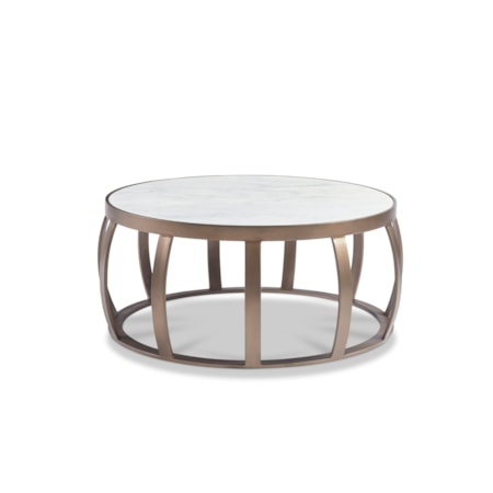 38" Rd. Marble-Top Cocktail Table