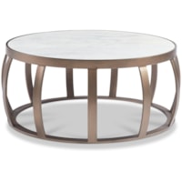 Contemporary 38" Round Marble-Top Cocktail Table
