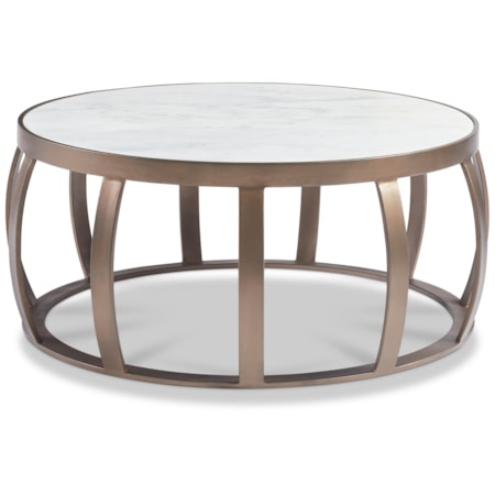 38" Rd. Marble-Top Cocktail Table