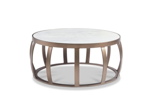 Contemporary 38" Round Marble-Top Cocktail Table