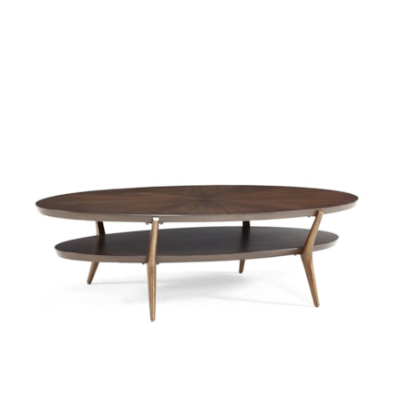 60" Oval Cocktail Table w/Splayed Iron Legs