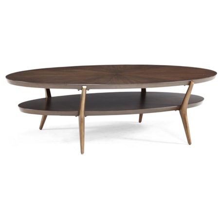 60" Oval Cocktail Table w/Splayed Iron Legs