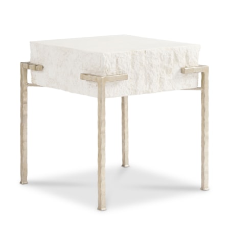 Agate-Top End Table w/Textured Metal Base