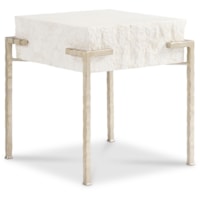 Contemporary Agate-Top End Table with Textured Metal Base
