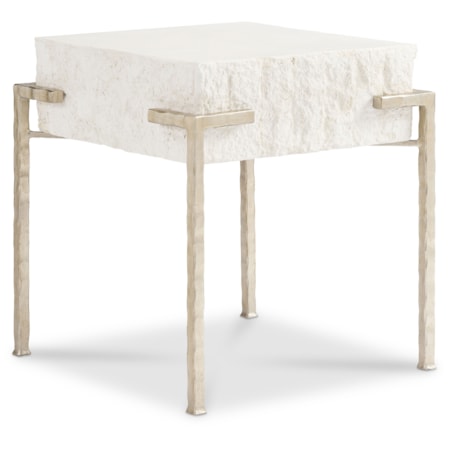 Agate-Top End Table w/Textured Metal Base
