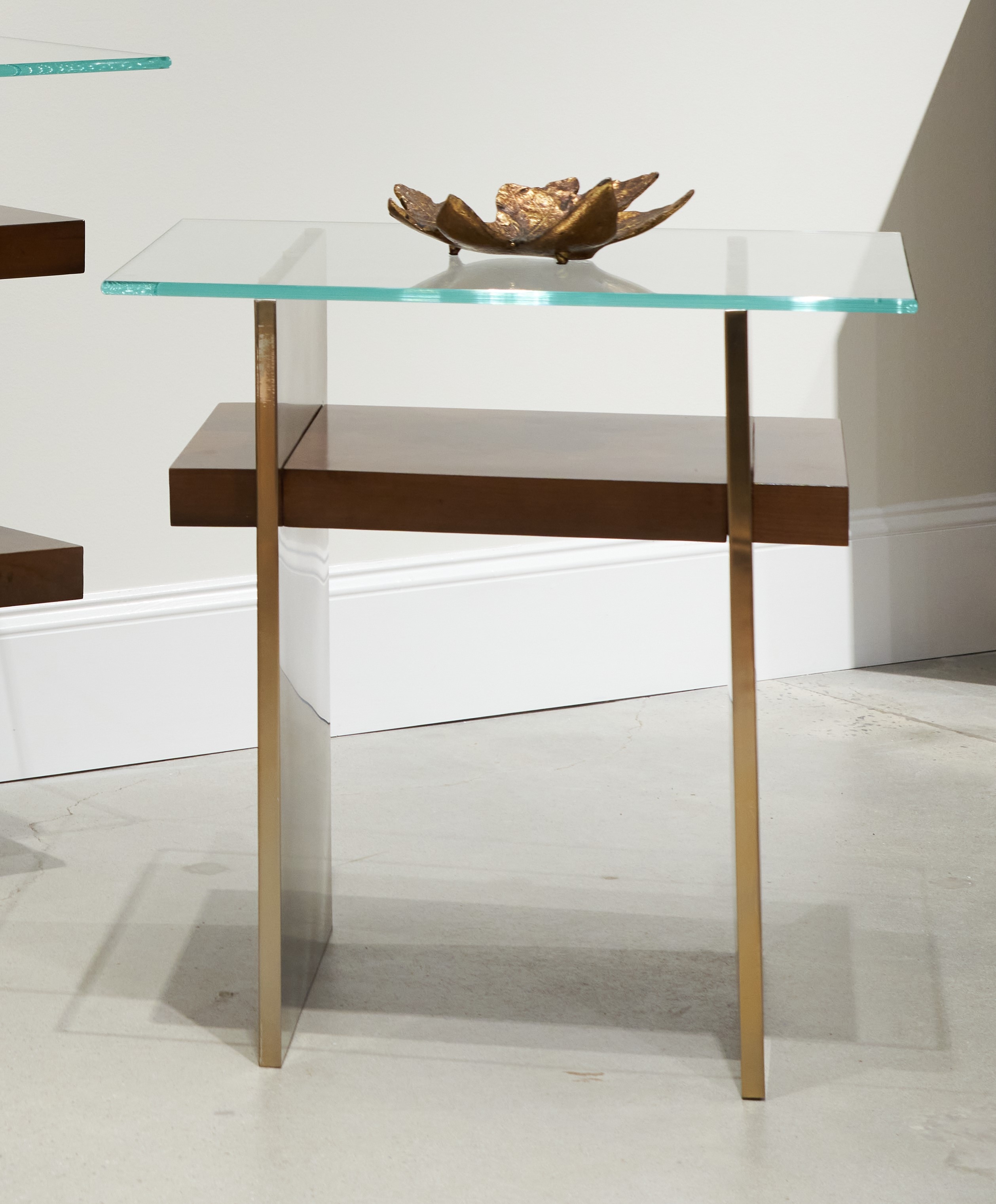 Sculptural Glass-Top End Table