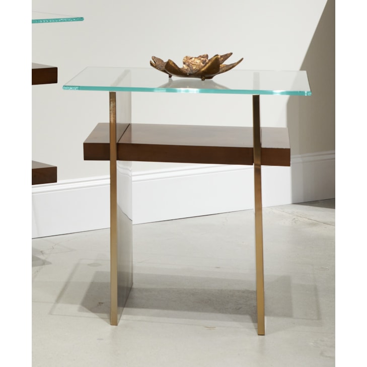 Sherrill Occasional VOYAGE MAISON Sculptural Glass-Top End Table