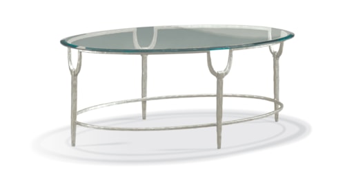 Contemporary Oval Cocktail Table with Glass Top