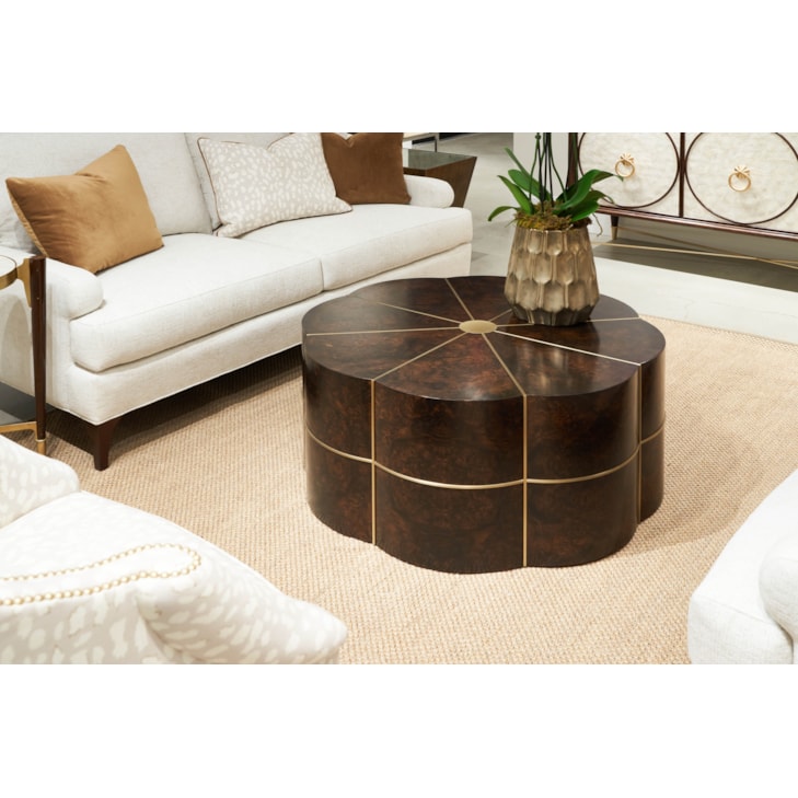 Sherrill Occasional VOYAGE MAISON Flora Cocktail Table w/Brass Bead Inset