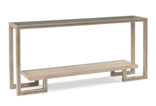 Contemporary 1-Shelf Sofa Console with Glass Top