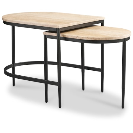 Travertine-Top Nesting Table