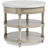 Transitional Round 2-Shelf Lamp Table with Marble Top