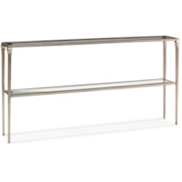 Traditional Metal Console Table with Glass Top and Shelf