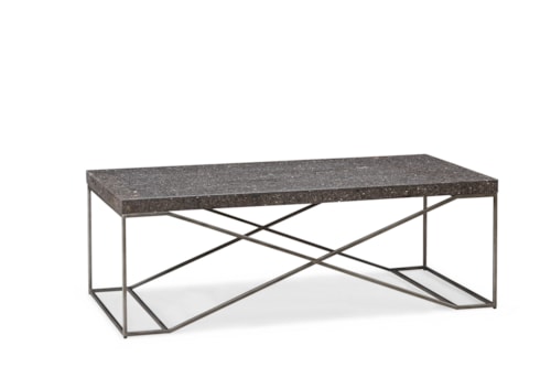 Contemporary Rectangular Cocktail Table with Marble Top