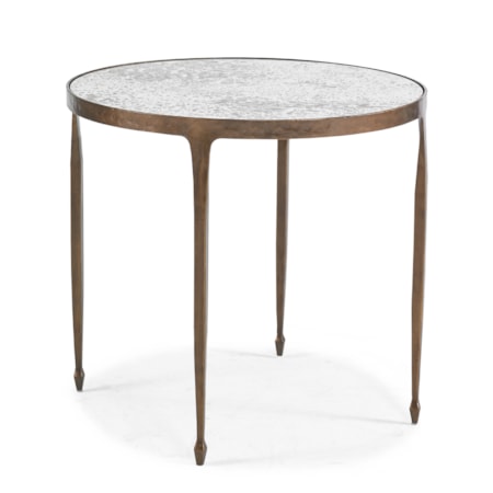 19" Round Hammered-Iron Lamp Table