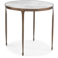 Transitional 19" Round Hammered-Iron Lamp Table