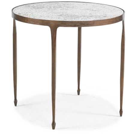 19" Round Hammered-Iron Lamp Table