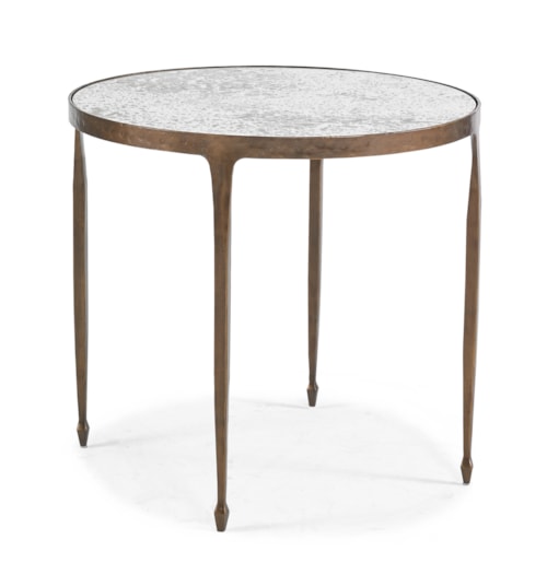 Transitional 19" Round Hammered-Iron Lamp Table