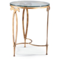 Traditional Round Accent Table with Glass Top