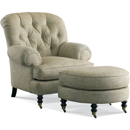 Traditional Accent Chair with Turned Caster Legs
