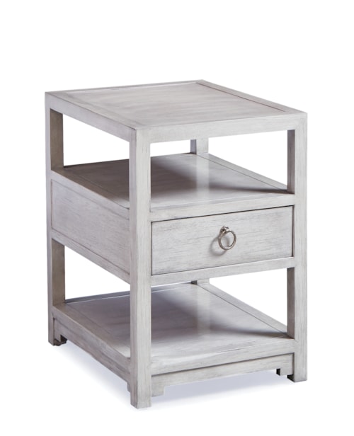 Transitional Single-Drawer Square End Table with Open Shelving