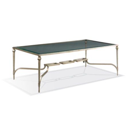 Glass-Top Cocktail Table w/Chainlink Trestle