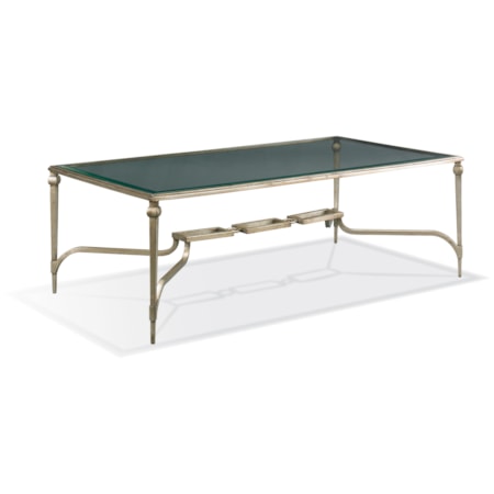 Glass-Top Cocktail Table w/Chainlink Trestle