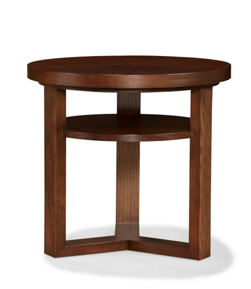 Transitional Round End Table with Shelf