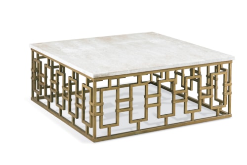 Square Cocktail Table with Honed Travertine Stone Top