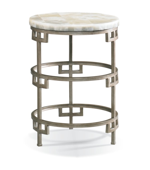 Contemporary Tiered Lamp Table with Heavy Onyx Stone Top