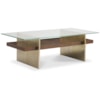 Sherrill Occasional VOYAGE MAISON Glass-Top Cocktail Table w/Plank Shelf