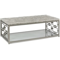 Modern Polished-Top Cocktail Table with Glass Shelf