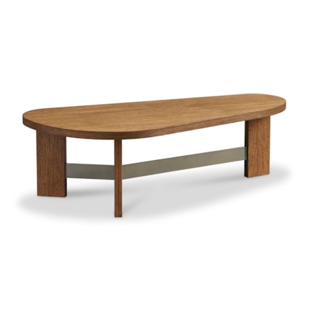 58" Kidney Cocktail Table w/Metal Trestle
