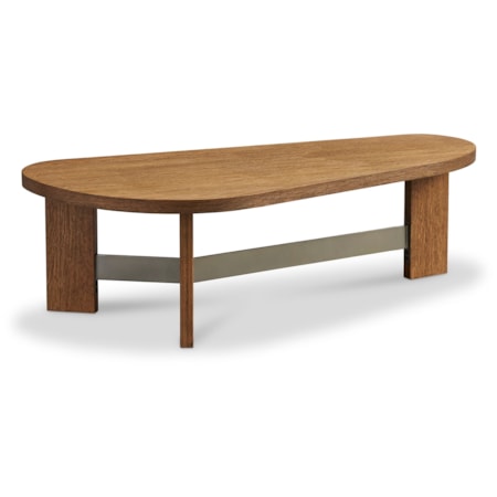 58" Kidney Cocktail Table w/Metal Trestle