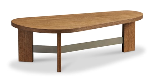 Contemporary 58" Kidney Cocktail Table with Metal Trestle