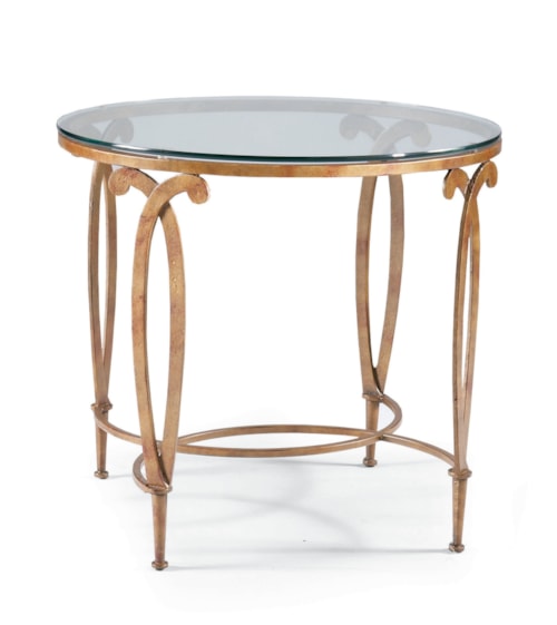 Traditional Round Lamp Table with Glass Top