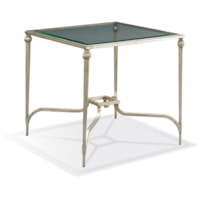 Transitional 27" Square Artisan Glass-Top Accent Table
