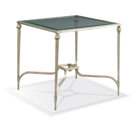 27" Square Artisan Glass-Top Accent Table