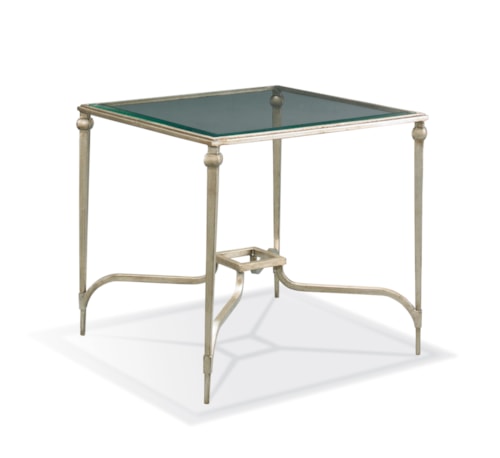 Transitional 27" Square Artisan Glass-Top Accent Table