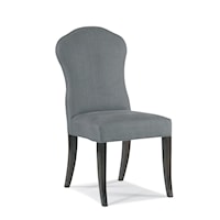 Transitional Upholstered Dining Side Chair with Wood Legs