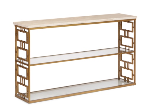 Console Table with Honed Travertine Stone Top