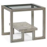 Contemporary 1-Shelf End Table with Glass Top