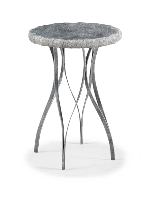 Contemporary Round Spot Table with Stone Top