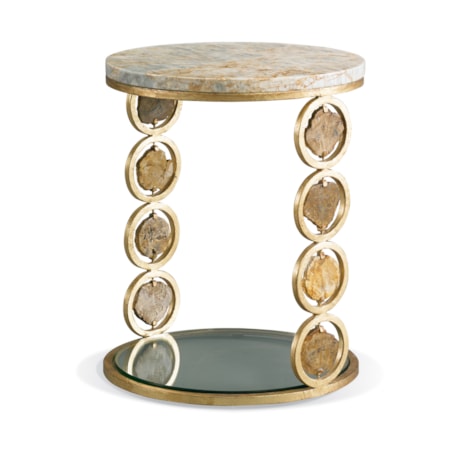 Petrified Wood Accent Table w/Glass Base